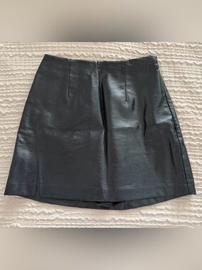 Abercrombie & Fitch Black Faux Leather Mini Skort